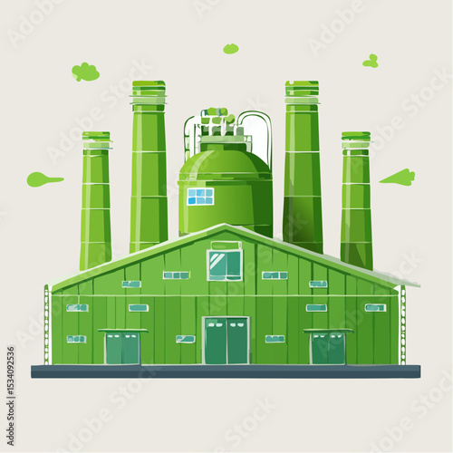 crafted green cardboard factory embodying green washing