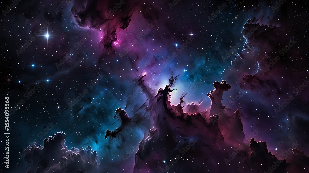 Fototapeta premium Highly Detailed Cosmic Nebula Shining with Vast Light
