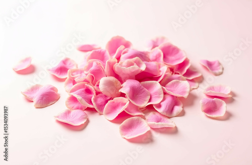 Rose petals on a white background