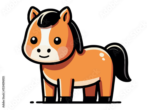 Cute Kawaii Horse Vector Illustration