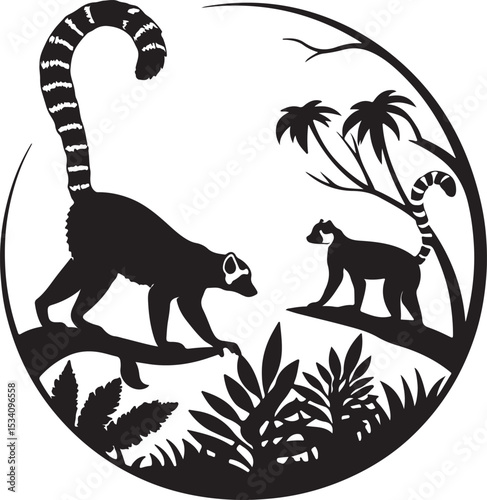 set of silhouettes of animals