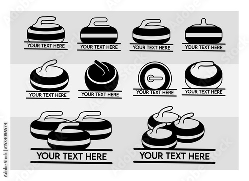 Curling Rocks Split Monogram, Curling Rocks Silhouette, Sports Svg, Curling Svg, Winter Sports Svg, Curling Png, Curling Svg Images, Cut Files
