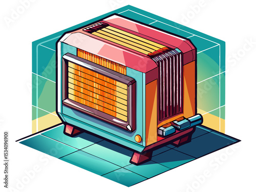 vector of Heater to prevent cold on plain white floor white background