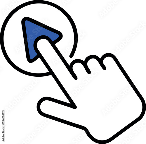Simple Finger Touching or Pushing a Play Icon Button