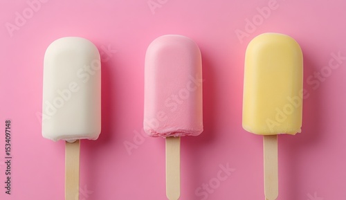 Ice cream scoops on a soft pink background for a minimal summer vibe