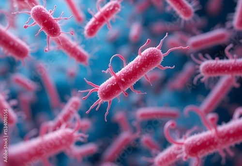 Clostridium difficile Bacteria 3D Medical Illustration.Close-up of Clostridium difficile bacteria.