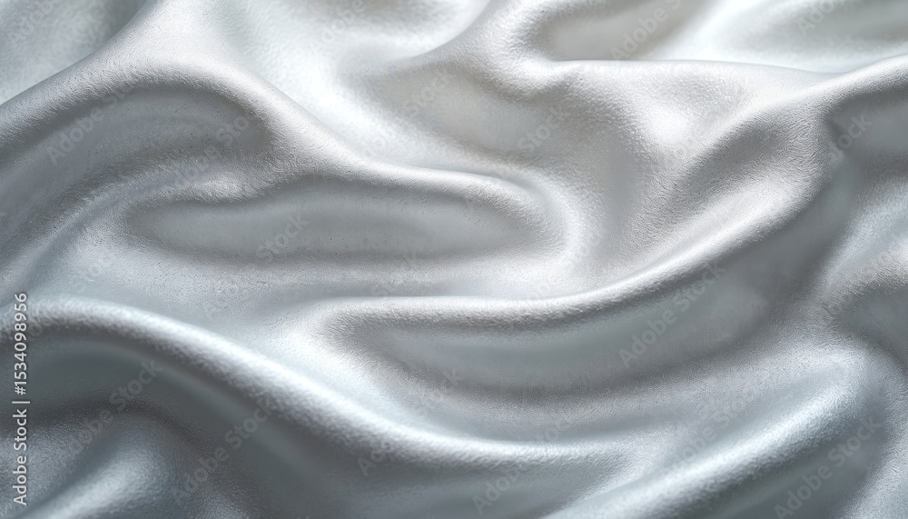 Obraz premium Silver metallic grainy texture background. Abstract silver wave cloth background for design, website, art project. Premium shiny luxury silk wavy background. Glamour, elegance, high fashion, jewelry