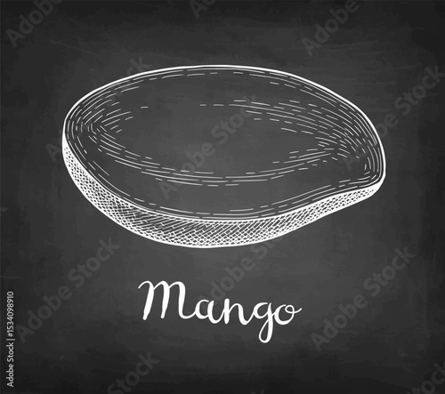 Sliced mango chalk sketch.