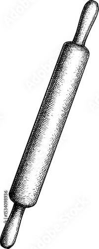 Traditional handled rolling pin ink sketch