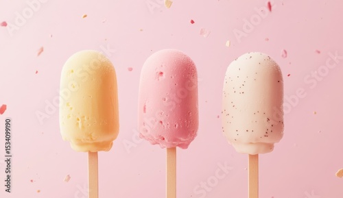Ice Cream Scoops on a Soft Pink Background for a Minimalist Summer Vibe