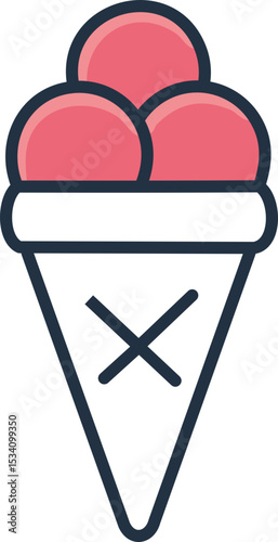 Icône gourmande de glace à la fraise