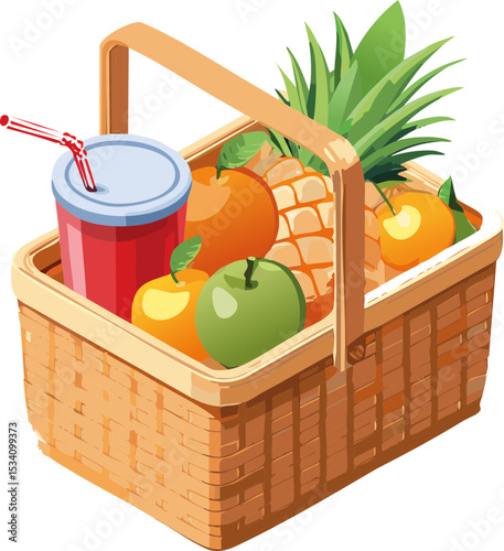 Panier de marché garni de produits frais