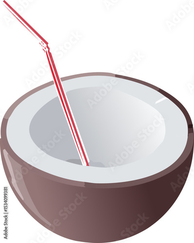 Boisson tropicale dans une noix de coco