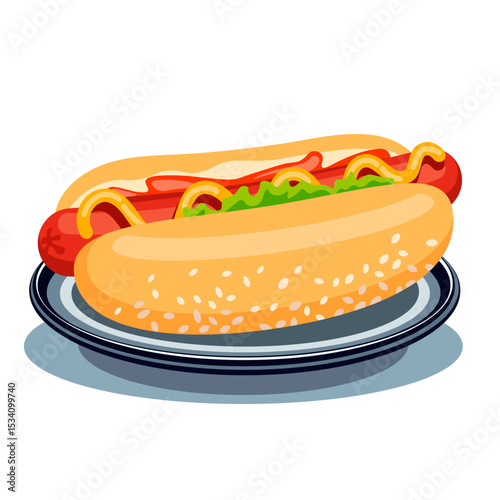 hot dog sausage in a bun on a plate