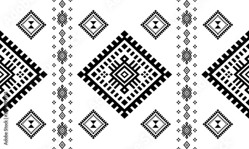 Southwest Native seamless pattern ethnic tribal Aztec geometric Navajo Native American fabric black and white design vector for textile print