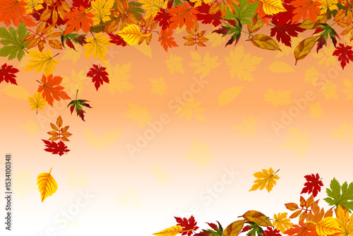 Illustration with beautiful autumn leaves.Color vector illustration with beautiful autumn leaves on gradient background.