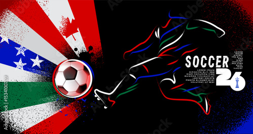 Grunge vector poster for Soccer Tournament 2026 featuring dynamic brush textures