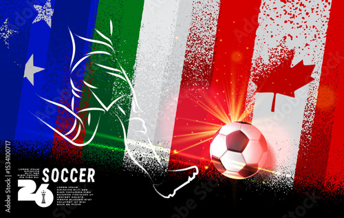 Grunge vector poster for Soccer Tournament 2026 featuring dynamic brush textures