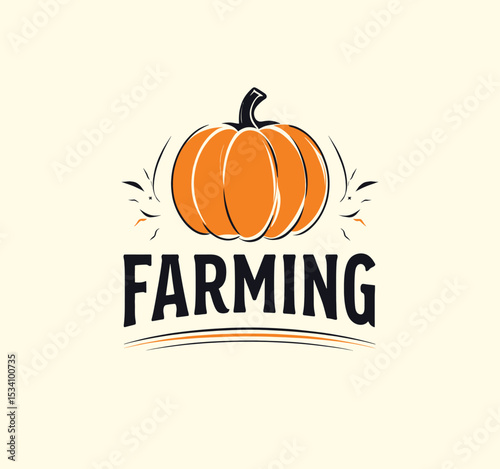 Autumn Harvest Farming Logo with Pumpkin