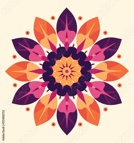 Autumnal Mandala with Warm, Vibrant Leaves