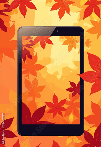 Autumn Leaves Tablet Wallpaper in Warm Orange and Red Tones