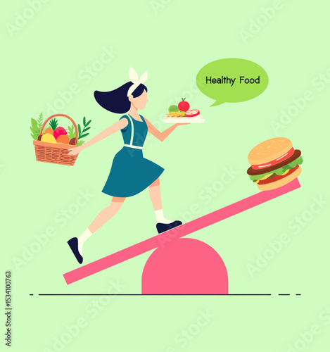 Balancing Healthy Food Choices on Seesaw