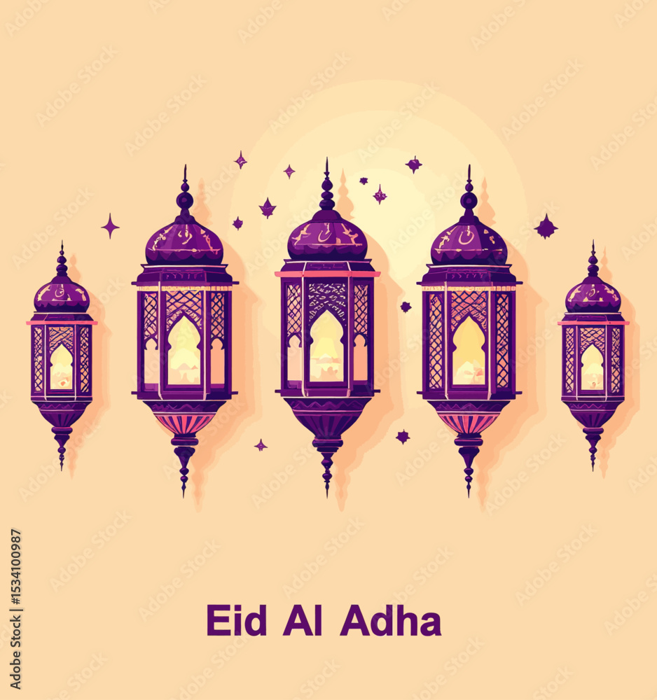 Obraz premium Celebratory Eid Al Adha Lanterns in Warm Glow