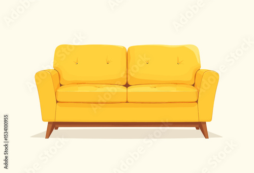 Bright Yellow Sofa in Modern Living Room Setting
