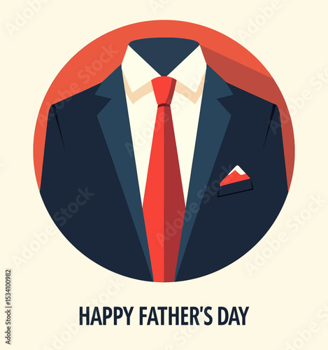 Celebratory Father's Day Illustration with Business Attire and Warm Colors