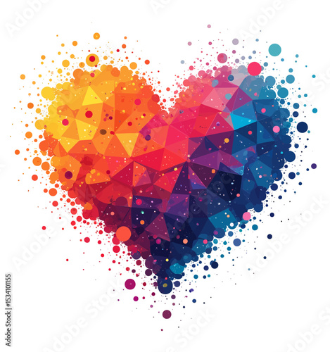 Colorful Heart Explosion: Abstract Polygonal Love