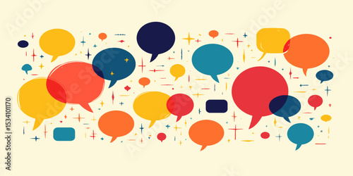 Colorful Speech Bubbles in Dynamic Conversation