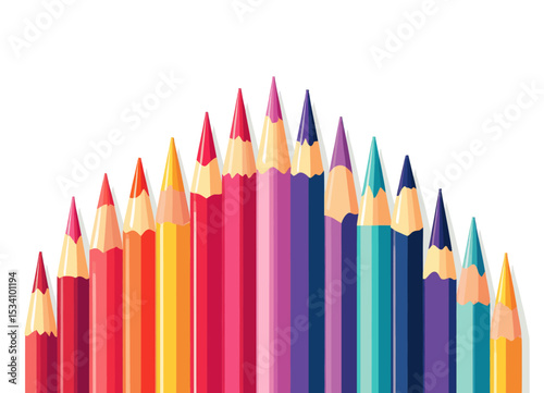 Colorful Pencils in Rainbow Arrangement for Creative Inspiration