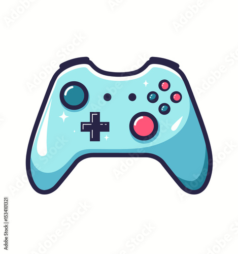 Cute Blue Game Controller with Sparkles and Buttons