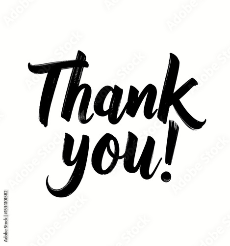 Expressive Handwritten Thank You in Bold Black and White