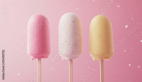 Ice Cream Scoops on a Soft Pink Background for a Minimalist Summer Vibe