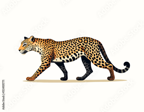 Graceful Leopard Stalking in Golden Savanna Dusk