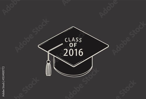 Graduation Cap Class of 2016 on Dark Background