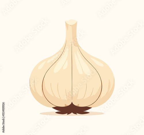 Illustrated Garlic Bulb on Light Background