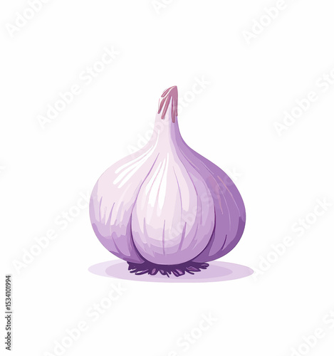 Illustrated Garlic Bulb on Light Background