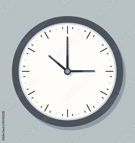 Minimalist Clock at Noon with Soft Blue Background