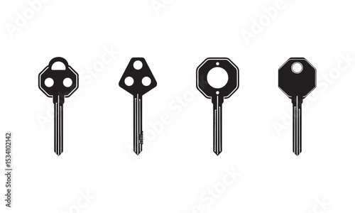 Minimalist Key Illustrations in Black and White
