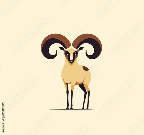 Minimalist Ram Illustration in Desert Colors