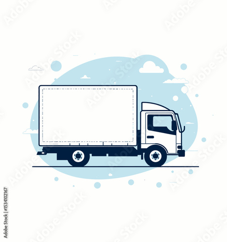 Minimalist Truck on Calm Sky Path