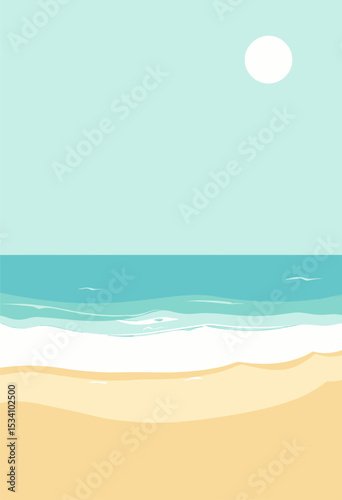 Serene Beach Sunset with Gentle Waves and Sandy Shores