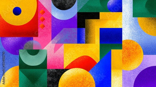 Primitive shapes_bold colors geometric illustration.