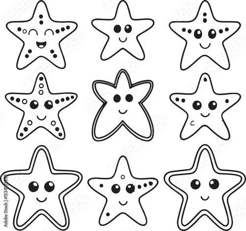 set of funny cartoon stars