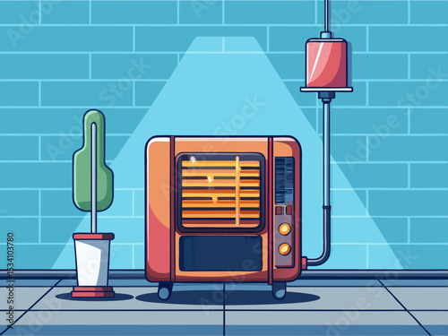 vector of Shoufaz next to the wall for cold winter days... installed on the floor next to the wall with a light blue background.