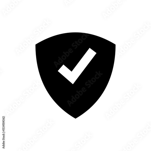White Check Mark Icon on Black Background Simple Minimalist Graphic Design Element