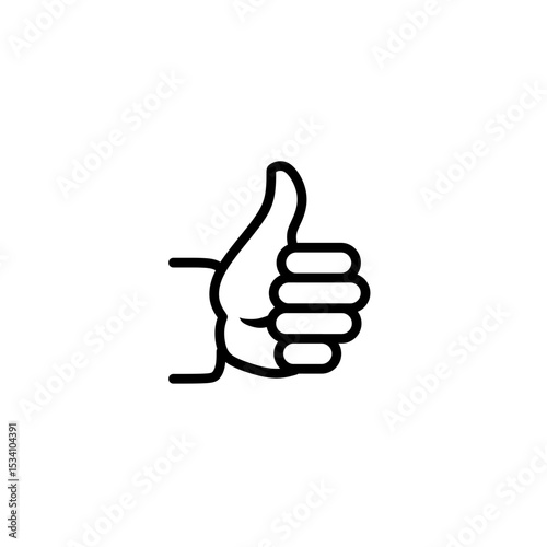 Simple White Thumbs Up Hand Gesture Icon on Black Background