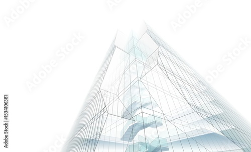 Fototapeta Naklejka Na Ścianę i Meble -  Perspective view of modern architecture 3d illustration